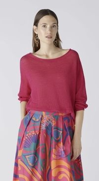 Style 87457 - Lightweight curved hem sweater PINK