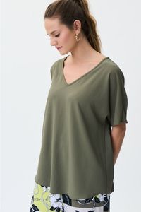 Style 231002 V necked top in Agave (Khaki)
