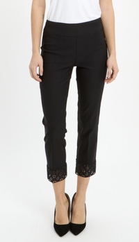 Style 241102 - Lace detail hemline trousers BLACK