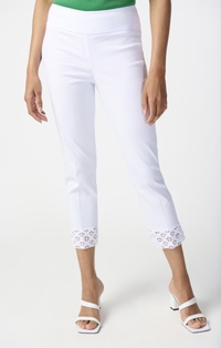 Style 241102 - Lace detail hemline trousers WHITE