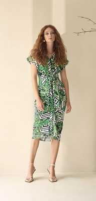 Style 242033 - Palm print shirt dress