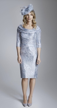 Style ISE806 - Bardot neckline brocade dress