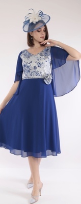 Style 2643 - Chiffon dress with angel sleeve
