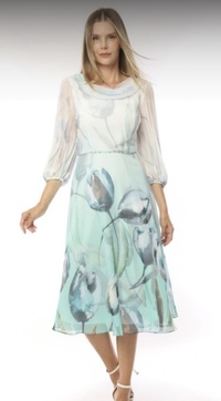 Style 2838 - Chiffon Print cowl neckline dress
