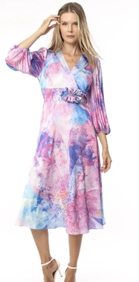 Style 2826 - Abstract print chiffon dress