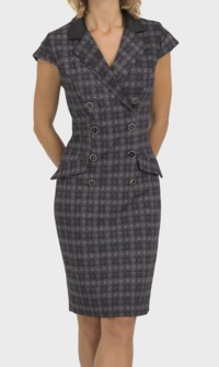 Style 193628 - Checked double breasted dress